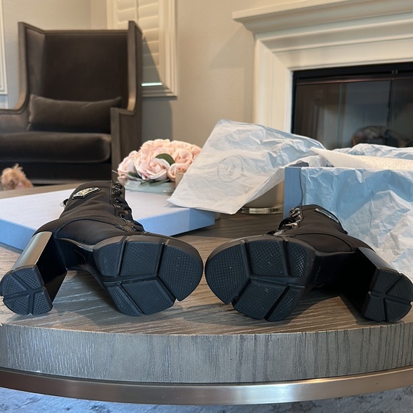 Prada Brushed leather and nylon booties fits size 5.5 / 36 EU black - Picture 10 of 17